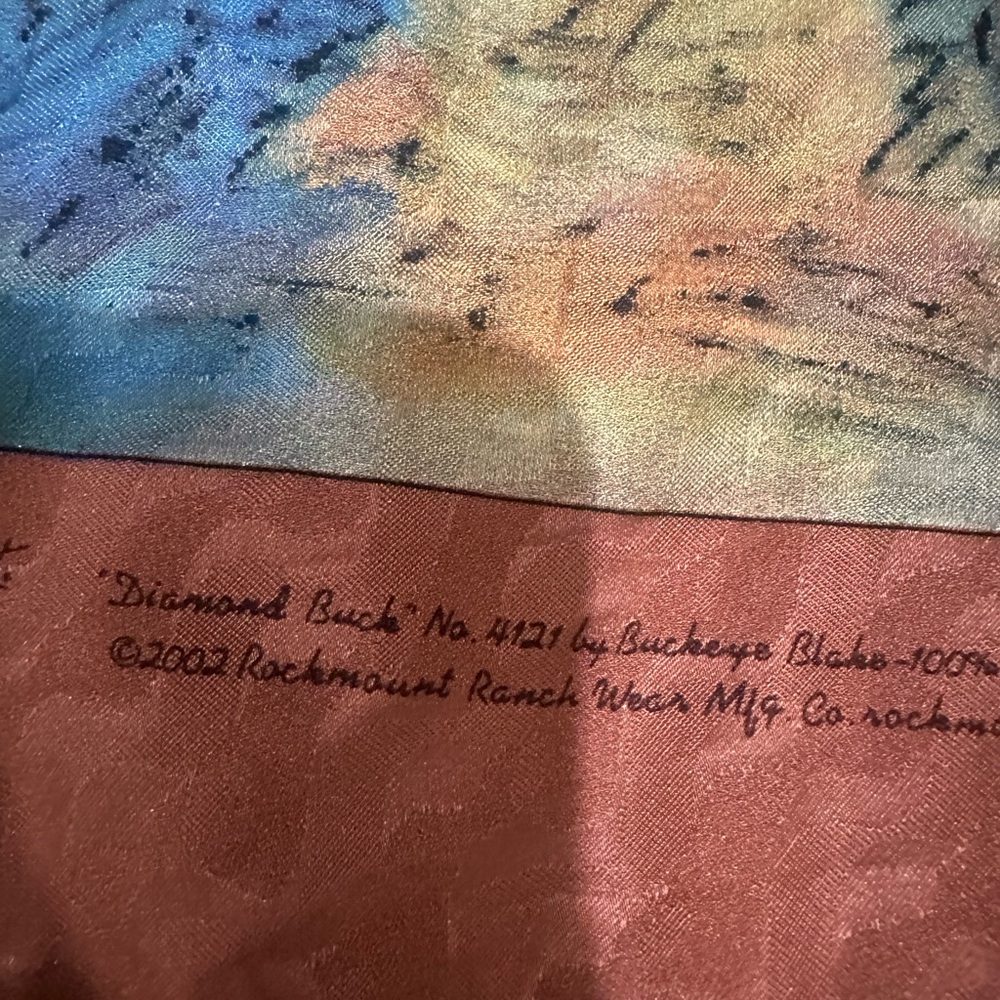 💯% Silk ROCKMOUNT RANCH WEAR 2002 SILK SCARF DIAMOND BUCK #4121 Limited Edition - Picture 5 of 10